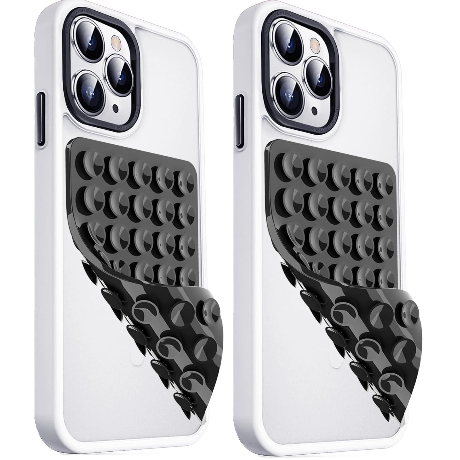 2 Pack Double Sided Silicone Suction Cup Phone Case Mount, Hands-Free Strong Grip Silicon Phone Holder for Selfies and Videos, Non Slip Phone Accessories (LightPink&Translucent)